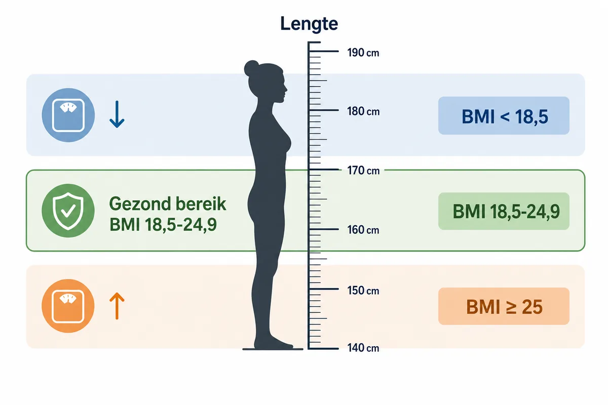 Gezond gewicht berekenen met lengte en BMI bereik