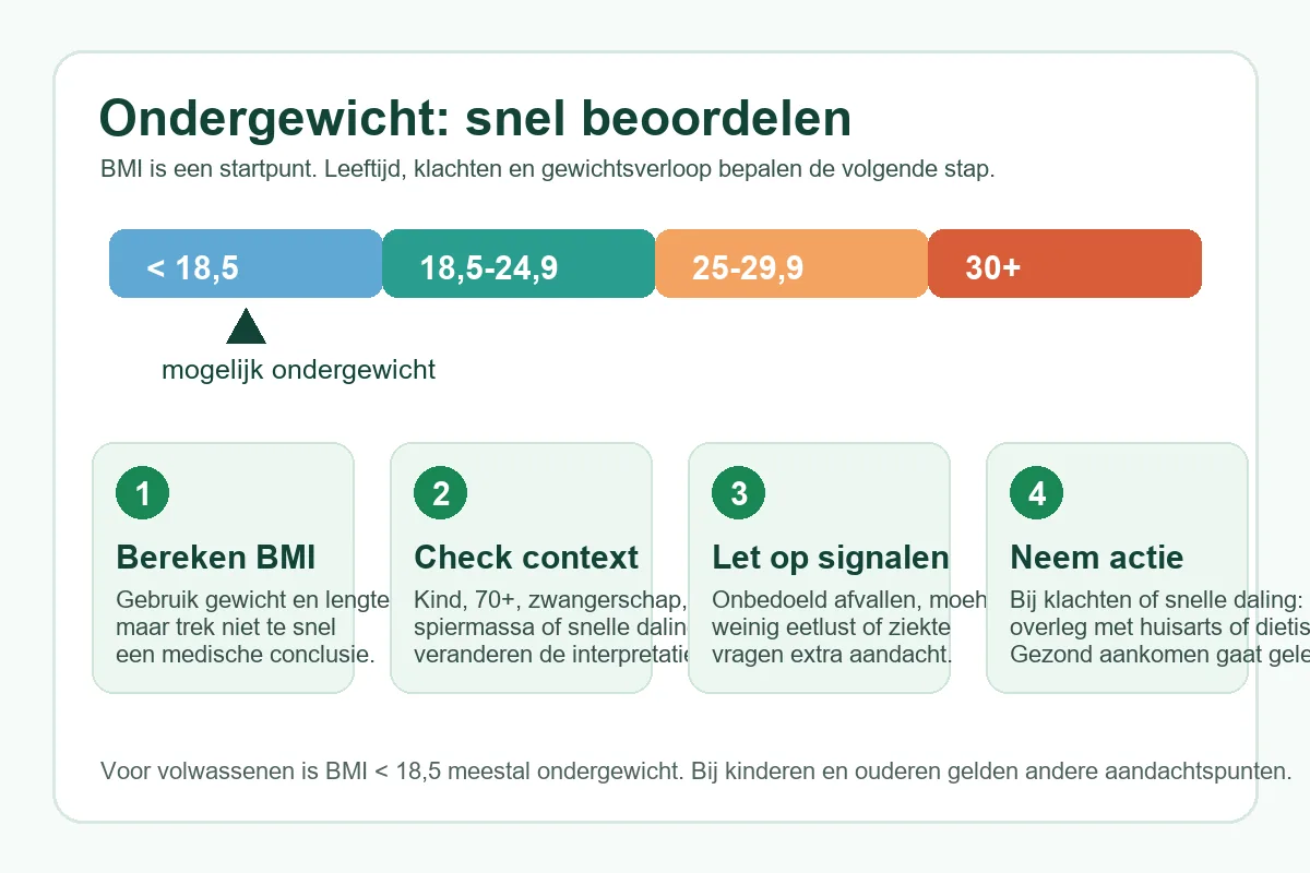 Ondergewicht beoordelen met BMI, context en veilige vervolgstappen